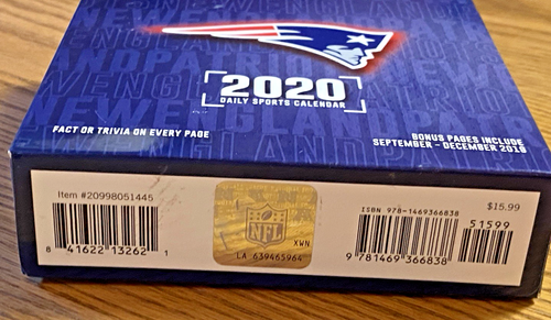 New England Patriots Sammlerstück: 2020 Desk Daily Sports Calendar NEU - Bild 3 von 14