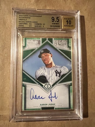 2019 Topps Transcendent MVP AARON JUDGE /15 EMERALD BGS 9.5 GEM MINT w/10 AUTO
