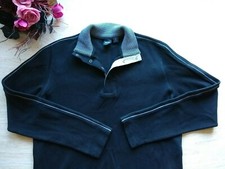 BOSS HUGO BOSS Knit Sweatshirt Pullover Long Sleeve 1/4 Snap Collar Black Sz.L
