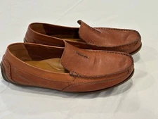 Clarks Cushion Collection Dark Tan Leather Slip On Comfort Shoes Size 11 1/2