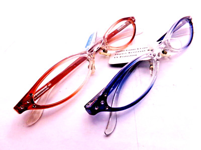 2 Thin Reading Glasses Lady fashion Reader with crystal style colors Power +1.50