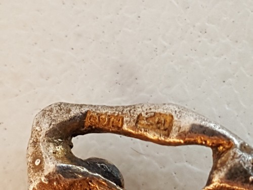 Vintage Abstrakt Brutalist Sterling Silber Anstecknadel Brosche Anhänger Goldwash Hallmarke - Bild 11 von 12