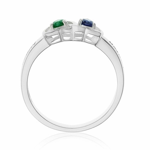 Anillo personalizado de plata .925 doble corazón regalo especial 2 piedras de nacimiento + 2 nombres - Imagen 3 de 10