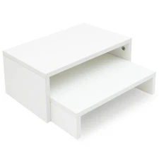 2 Pack Monitor Stand Riser,Wood 2 Tier Adjustable for 2 Monitors/Laptop/PC White