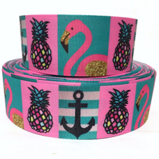 GROSGRAIN RIBBON 5/8", 7/8", 1.5"  3" Pineapples Flamingo Anchors ocean beach