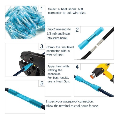 USA STOCK Heat Shrink Wire Butt Connectors Crimp Terminal Kit Waterproof - Picture 4 of 19