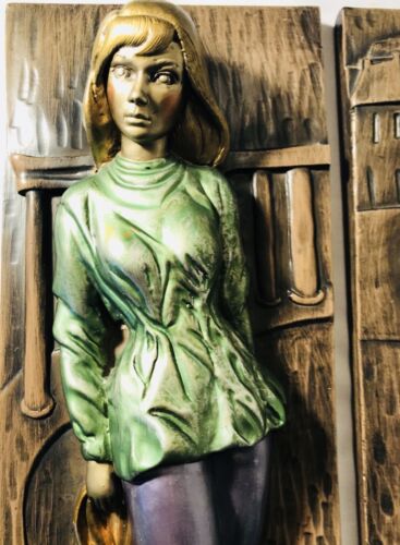 Vintage 60s Art Women Dancing Instrument Studio Arts Plaster Wall Decor - Picture 2 of 12