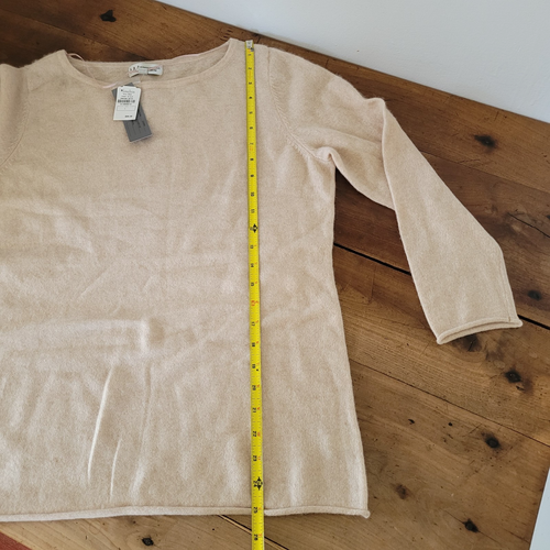NWT new Neiman Marcus Women's Cashmere Sweater Crew Neck Knit pink oatmeal Large - 第 8/11 張圖片