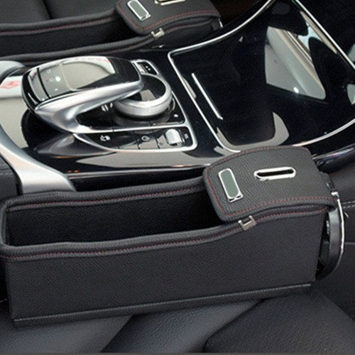 1 Pcs Car Right PU Leather Side Seat Gap Slit Storage Pocket Black Box Organizer - Picture 12 of 12
