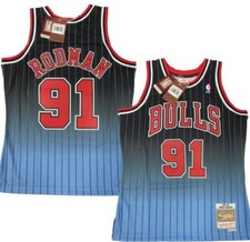 95-96 Dennis Rodman 91 Bulls Mens Mitchell  Ness Fadeaway Swingman Jersey 130