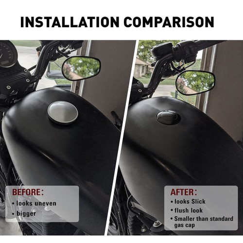Black Pop Up Vented Flush Mount Fuel Tank Gas Cap Fit For Harley Screw In Type - Picture 3 of 8