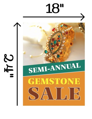 Semi-Annual Gemstone Sale | Retail Window Display Sign | 18"W x 24"H - Picture 2 of 5