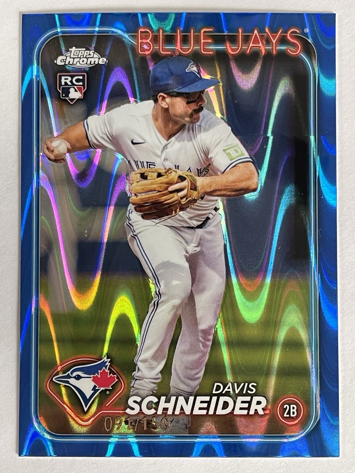 2024 Topps Chrome Davis Schneider 91/150 #290 RayWave  RC - Blue Jays