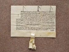 1614  Yorkshire 17th century Latin Deed Document Ornate Calligraphy