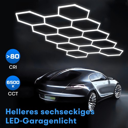 Hexagon LED Lampe Röhren Werkstatt Garage Wand Decken Leuchte Beleuchtung 168-55 - Bild 6 von 46