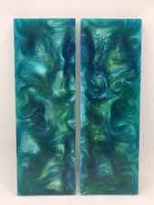 2 PCS COMPOSITE KNIFE HANDLE MATERIAL BLANK SCALES: PEACOCK 5704
