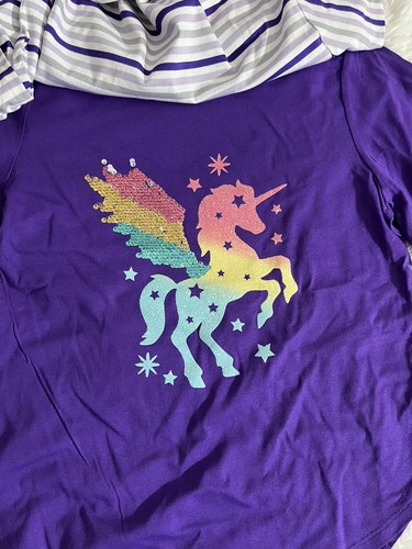 My favorite tees (2 pack) super soft Flip sequins Star/ Unicorn Print Size 14/16 - Picture 8 of 11