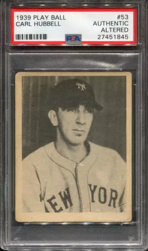 1939 Play Ball R334 #53 Carl Hubbell New York Giants (upper case) PSA Authentic