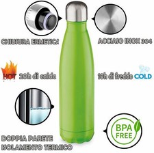 🍾 BORRACCIA TERMICA IN ACCIAIO 500ml VERDE BOTTIGLIA DOPPIA PARETE CALDO FREDDO