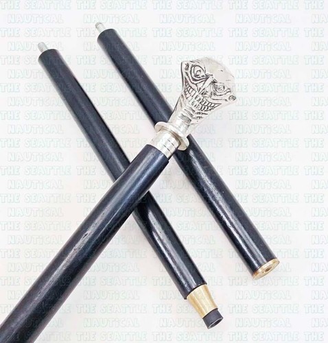 Joker Head Walking Cane Antique Joker Handle Wooden Walking Stick Cane, Black - Bild 4 von 10