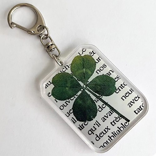 Creative Key Chain Four Leaf Clover Two-sided Keychain Pendant Accessories G _ou - Zdjęcie 2 z 9