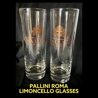Two Pallini Roma Gold Cocktail Glass for Liqueur Limoncello 6.5''