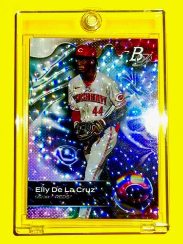 Elly De La Cruz MINT SILVER ICE REFRACTOR ROOKIE CARD 2023 BOWMAN PLATINUM RC! - Picture 2 of 9