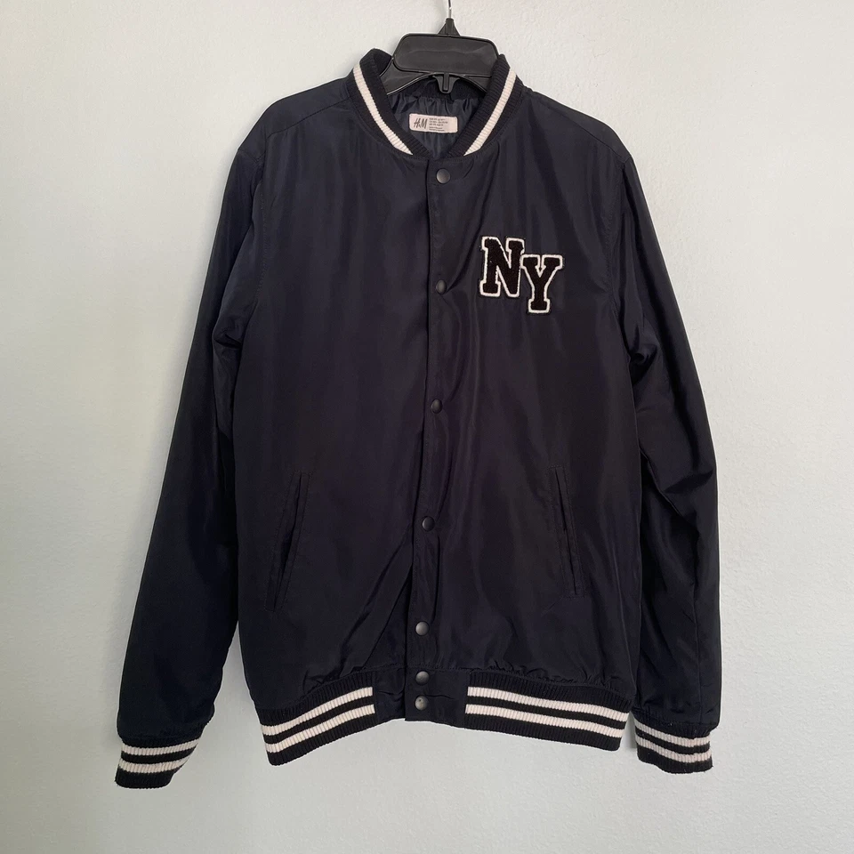 Chaqueta juvenil sintética de los Yankees de Nueva York 14 años + Letterman apliques de béisbol bombardero universitario Foto 3 de 4