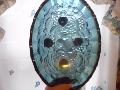 Blue Carnival Glass Banana Boat Dish Indiana - Picture 4 of 4