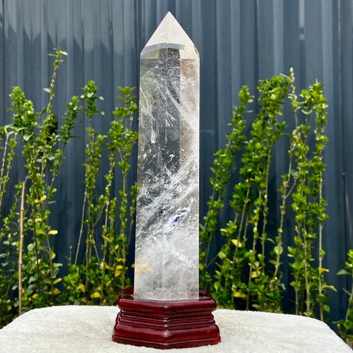 Obelisco de cristal blanco natural grande de 3,8 lb cuarzo transparente columna de energía Reik - Imagen 16 de 22