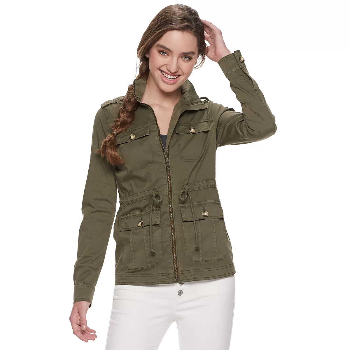 Brand New Women's SO Essential Utility Drawcord Olive Green