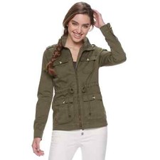 Brand New Women's So Essential Utility Drawcord Olive Green Fall Jackets Coats