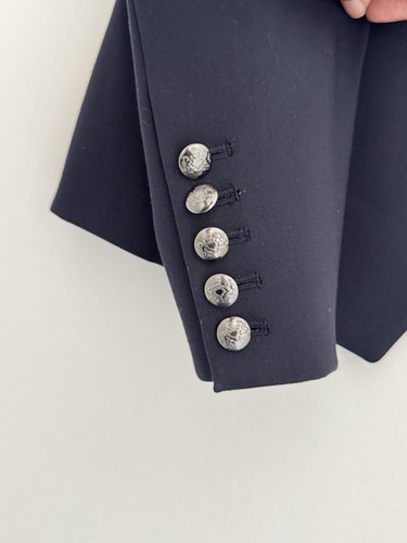 BANANA REPUBLIC Blazer Womens 4 Navy Blue Vented Double Breasted Captains Jacket - Picture 6 of 16