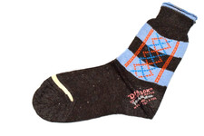 Vintage King James Argyle Socks 40s 50s Boy's 7 Blue Red Yellow 6" x 6/5" NWT