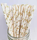 25 PRINCESS GOLD FOIL Paper Retro Vintage Party Drinking Straws Birthday Wedding