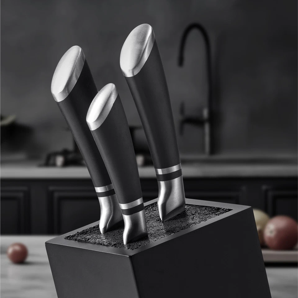 Messerblock aus Bambus mit Borsteneinsatz Messer Block unbestückt Halter - Bild 4 von 4