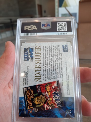 Silver Surfer PSA 9 1992 Marvel Masterpieces #90 MINT Base Fantastic Four 48 49 - Picture 6 of 9