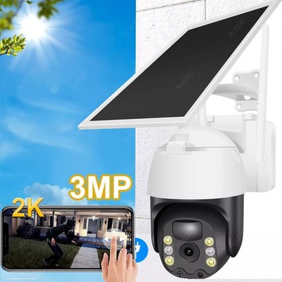 Solar Battery Powered Wireless WiFi Outdoor Pan/Tilt Home Security Camera System