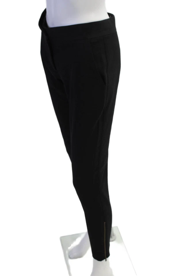 Pantalones al tobillo Stella McCartney para mujer de lana cintura alta con cremallera negros talla 36 Foto 2 de 4