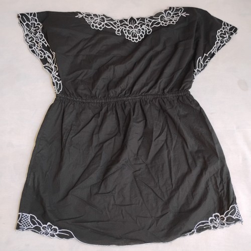 My Michelle Top Medium Babydoll Bow Embroidered Flutter Sleeve Y2K Cotton - Picture 8 of 11