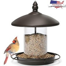 Chew Proof Metal Bird Feeder Easy Clean One Handed Refill Adjustable Height New