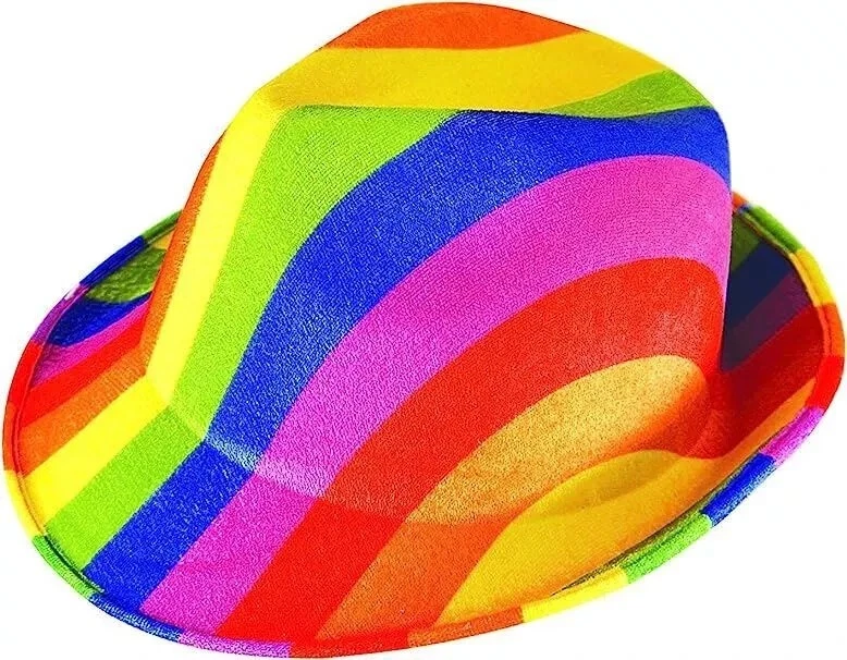 2 X Erwachsene Rainbow Trilby Fedora Gay Pride Lgbt + Festival Party Kostüm Hut - Bild 2 von 2