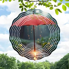 Vibrant Metal Hanging Wind Spinners with Circular White Patterns &Firefly Lights