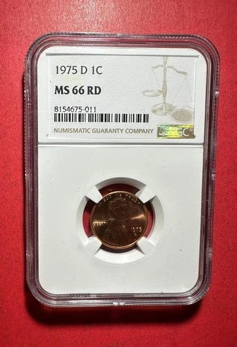 1975D US Lincoln CENT! US GEM Uncirculated MS 66 RD NGC Certified!