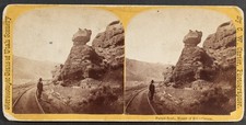 Carter Stereoview PULPIT ROCK Mouth of Echo Canyon (człowiek na torach)