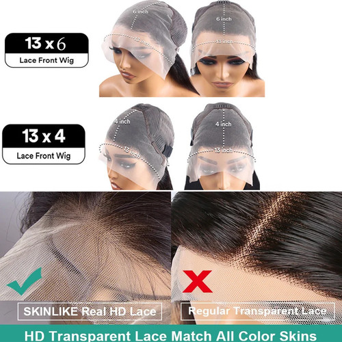 Straight 13x6 Hd Lace Front Wigs Bone Straight Human Hair Wigs for Black Women - Picture 6 of 11