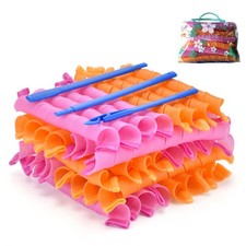 40pcs Heatless Spiral Hair Curlers for Long - 22 Inch, Pink Orange