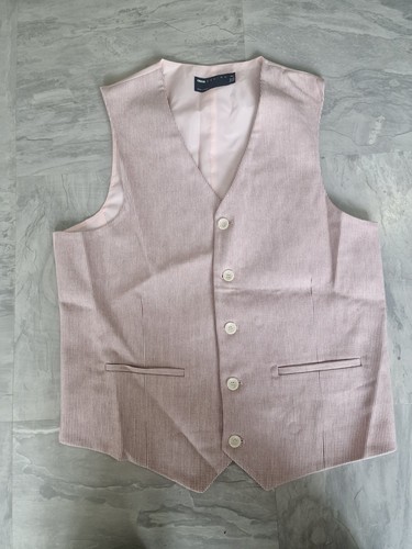 ASOS Waistcoat Pink Puppytooth Check 44R Wool Mix Men's VGC Condition - Picture 4 of 9