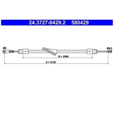 2x ATE Handbremsseil vorne A2034200185 24.3727-0429.2