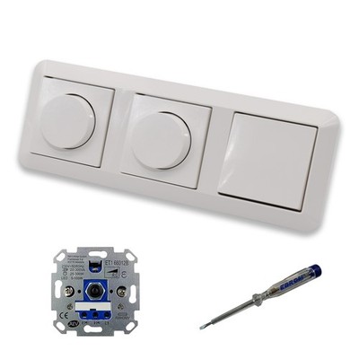 REV Ritter (2x) LED Dimmer + Merten + Lichttaster MEG3150-0000 in 1-M polarweiß